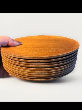 Set Of 10 • NCC 1960’s MCM Round Teak Plates Mid Century Vintage Japan 6.75”